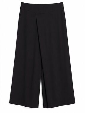 Diane Von Furstenberg Wide Leg Crop Pull On Pants Black Size 12 Palazzo